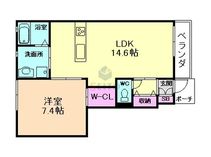 サンクテール(1LDK/1階)の間取り写真