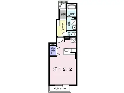 シャイニング・ベル(ワンルーム/1階)の間取り写真