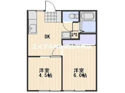 第2芳泉パールハイツ(2DK/2階)の間取り写真