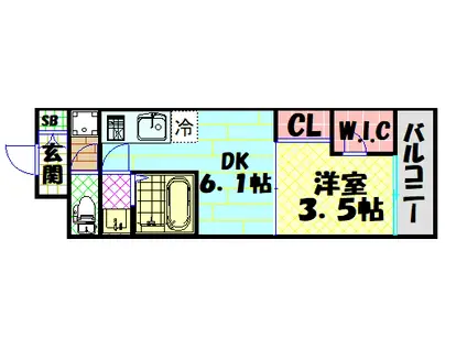 DIMORA難波(1DK/4階)の間取り写真