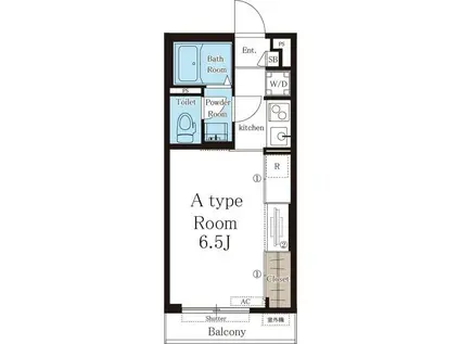 リブリ・ラヴィータ(1K/2階)の間取り写真