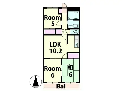 メゾン・エクセルⅠ(3LDK/2階)の間取り写真