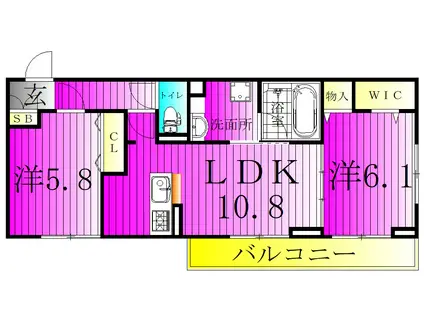 プラヴール(2LDK/2階)の間取り写真