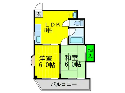 ピュアコート清風(2LDK/2階)の間取り写真