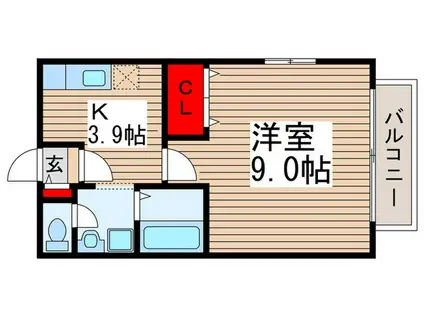 シェリエールB(1K/2階)の間取り写真