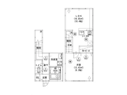 メゾンドプルーン北山(1LDK/1階)の間取り写真