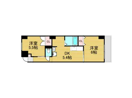 大拓ハイツ7(2DK/3階)の間取り写真