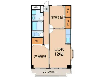 フリーダム武庫の里III(2LDK/2階)の間取り写真