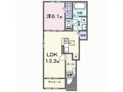 ヒカルサ伊勢小俣II(1LDK/1階)の間取り写真