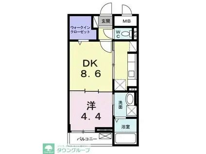 イーエックス フラット(1DK/1階)の間取り写真