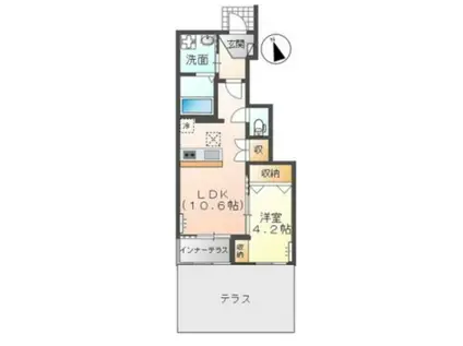 カーサ・デ・アモール(1LDK/1階)の間取り写真