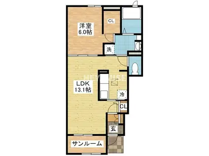 ポモドーロII(1LDK/1階)の間取り写真