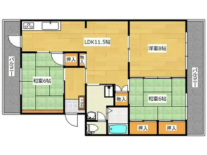崎村第2ビル(3LDK/3階)の間取り写真