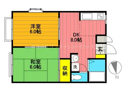 サンヒルズA(2DK/2階)の間取り写真