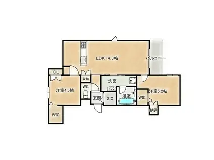 内代レジデンスノース(2LDK/2階)の間取り写真