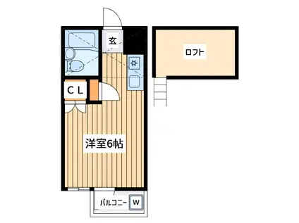 ヴィラ国立(ワンルーム/2階)の間取り写真