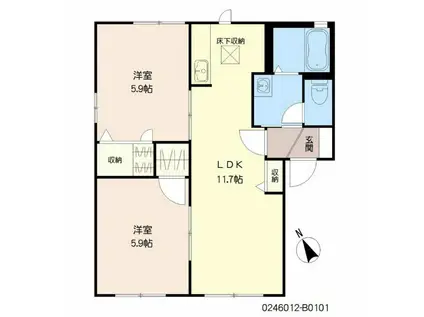 ノールカトレア  B棟(2LDK/1階)の間取り写真