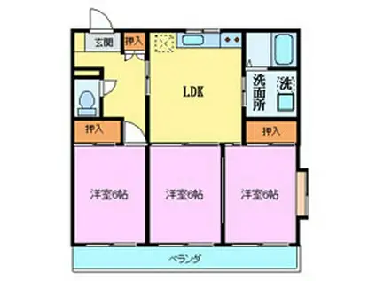 ロイヤルヒルズ土屋(3LDK/3階)の間取り写真