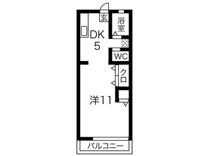 メゾン陽東(1K/2階)の間取り写真