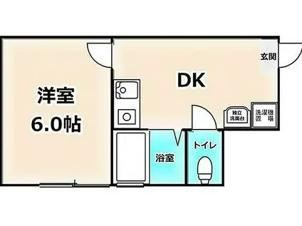 虹信ビル(1DK/3階)の間取り写真