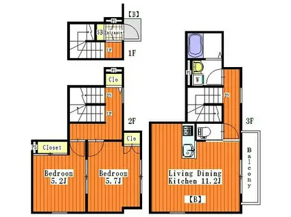 COMFORT西新井(2LDK/3階)の間取り写真