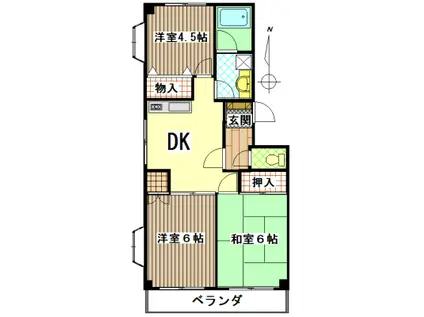 フローレス八幡III(3DK/2階)の間取り写真