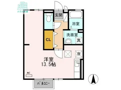 プレステージ植松C(ワンルーム/1階)の間取り写真