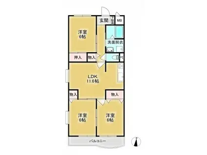 パルティール大宮(3LDK/3階)の間取り写真