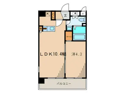 ADEN麻布十番(1LDK/2階)の間取り写真