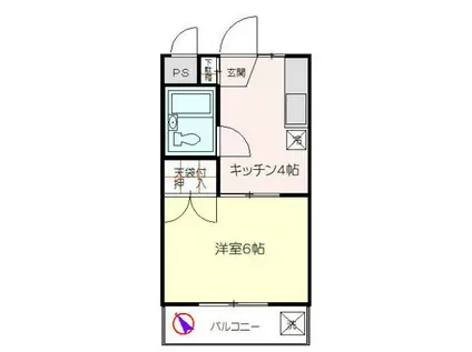 コーポエスティ(1K/1階)の間取り写真