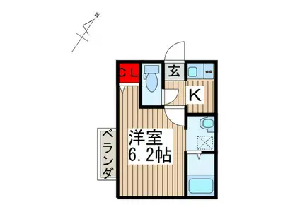 ヴィラート上尾春日(1K/1階)の間取り写真