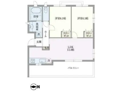 ケンゾーハウス洋光台(2LDK/3階)の間取り写真