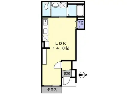 大阪府松原市丹南アパート(ワンルーム/1階)の間取り写真