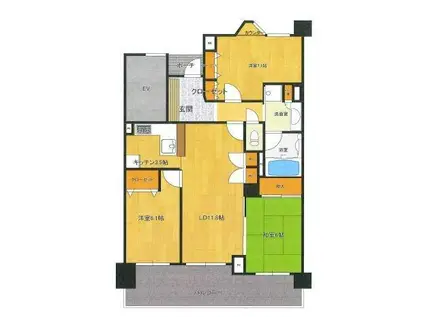 アンビシャスアベニュー河辺(3LDK/2階)の間取り写真