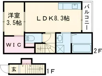 広畑区西蒲田アパート2(1LDK/2階)の間取り写真