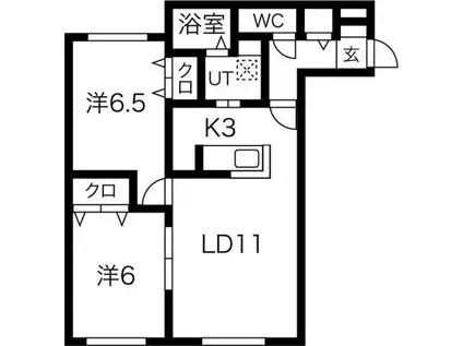 モンレーヴ北27(2LDK/3階)の間取り写真