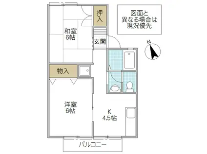 セジュールAI(2K/1階)の間取り写真