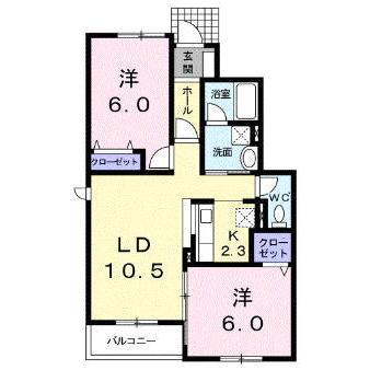 キャトルセゾンC(2LDK/1階)の間取り写真