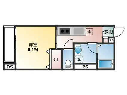 アモン津田沼(1K/3階)の間取り写真