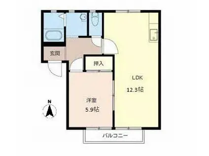 ラ・サルデーヌ(1LDK/2階)の間取り写真