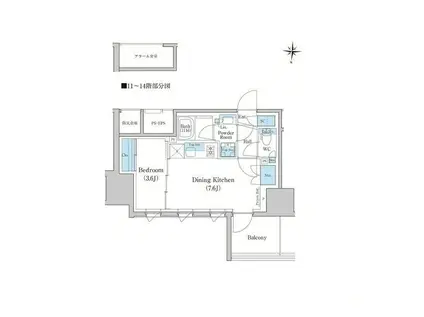 スタイリオ蒲田ウエスト(1DK/14階)の間取り写真