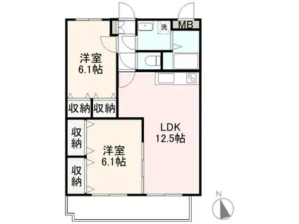 ブレイン鬼無(2LDK/1階)の間取り写真