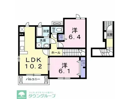 カレントハウス(2LDK/2階)の間取り写真