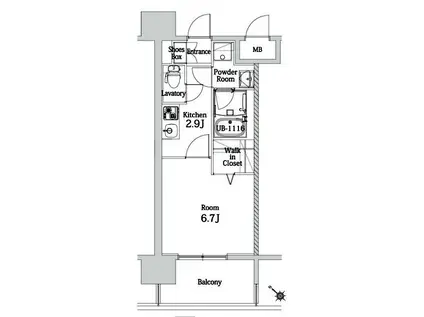 エンクレスト博多LIBERTY(1K/13階)の間取り写真