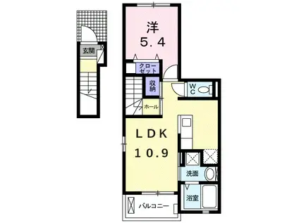 プチフローラ 北野田Ⅰ(1LDK/2階)の間取り写真