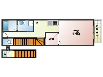 姫路市保城アパート(1K/1階)の間取り写真