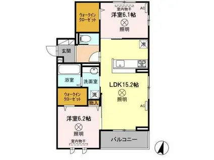 エクセレンス フジ(2LDK/2階)の間取り写真