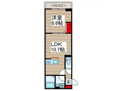 ルリアン北小岩III(1LDK/2階)の間取り写真