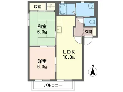 アークグレースB(2LDK/2階)の間取り写真