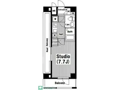 グランドガーラ南麻布(1K/8階)の間取り写真